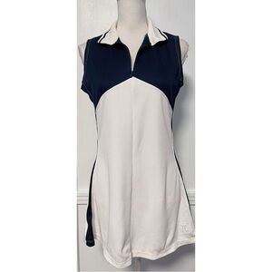 K Swiss • White Navy Quarter Zip Tennis Dress